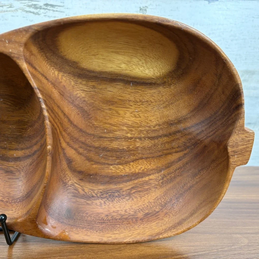 Vintage Waikiki‎ Woods Hawaii Monkey Pod Pineapple Shape Wooden Bowl 14